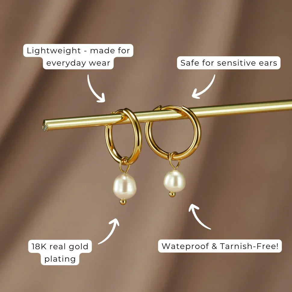 Charlotte - Coastal-Inspired Pearl Hoop Earrings
