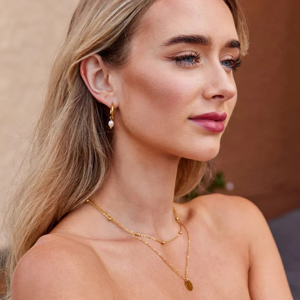 Charlotte - Coastal-Inspired Pearl Hoop Earrings